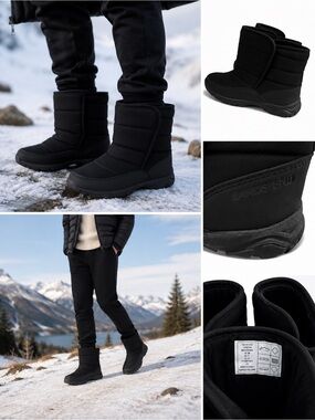NWT Eddie Bauer Black Insulated Winter Snow Boots Men’s Size 8 Pull On